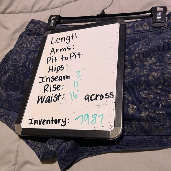 Abercrombie & Fitch Navy Blue Corduroy Gold Rose Floral Shorts Hi Rise Size 30 - Picture 8 of 8